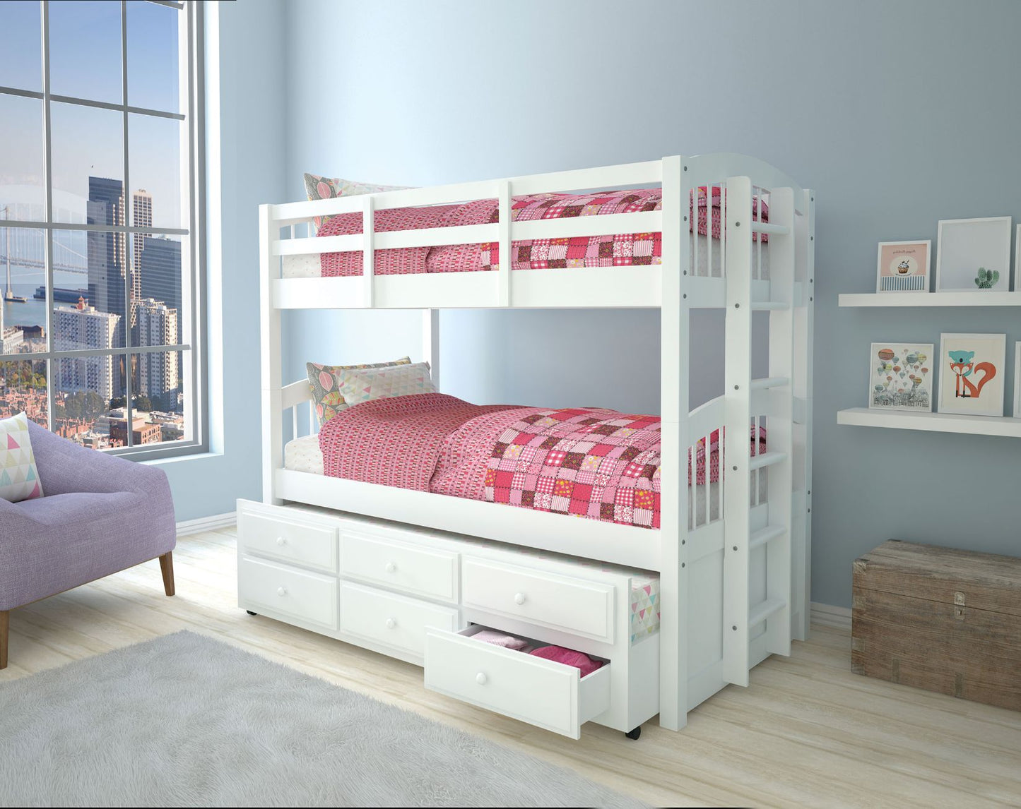 Micah Twin/Twin Bunk Bed W/Trundle & Storage