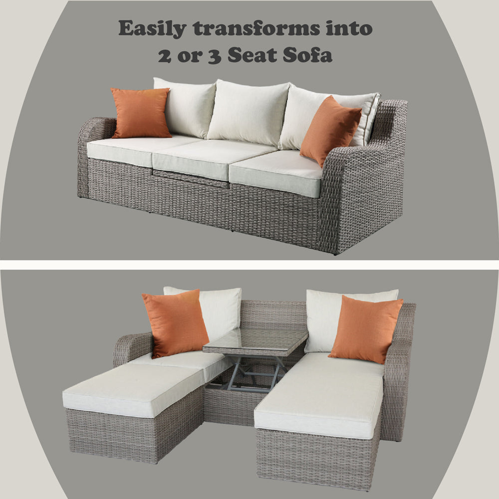 Salena Patio Sofa W/2 Pillows & 2 Ottomans