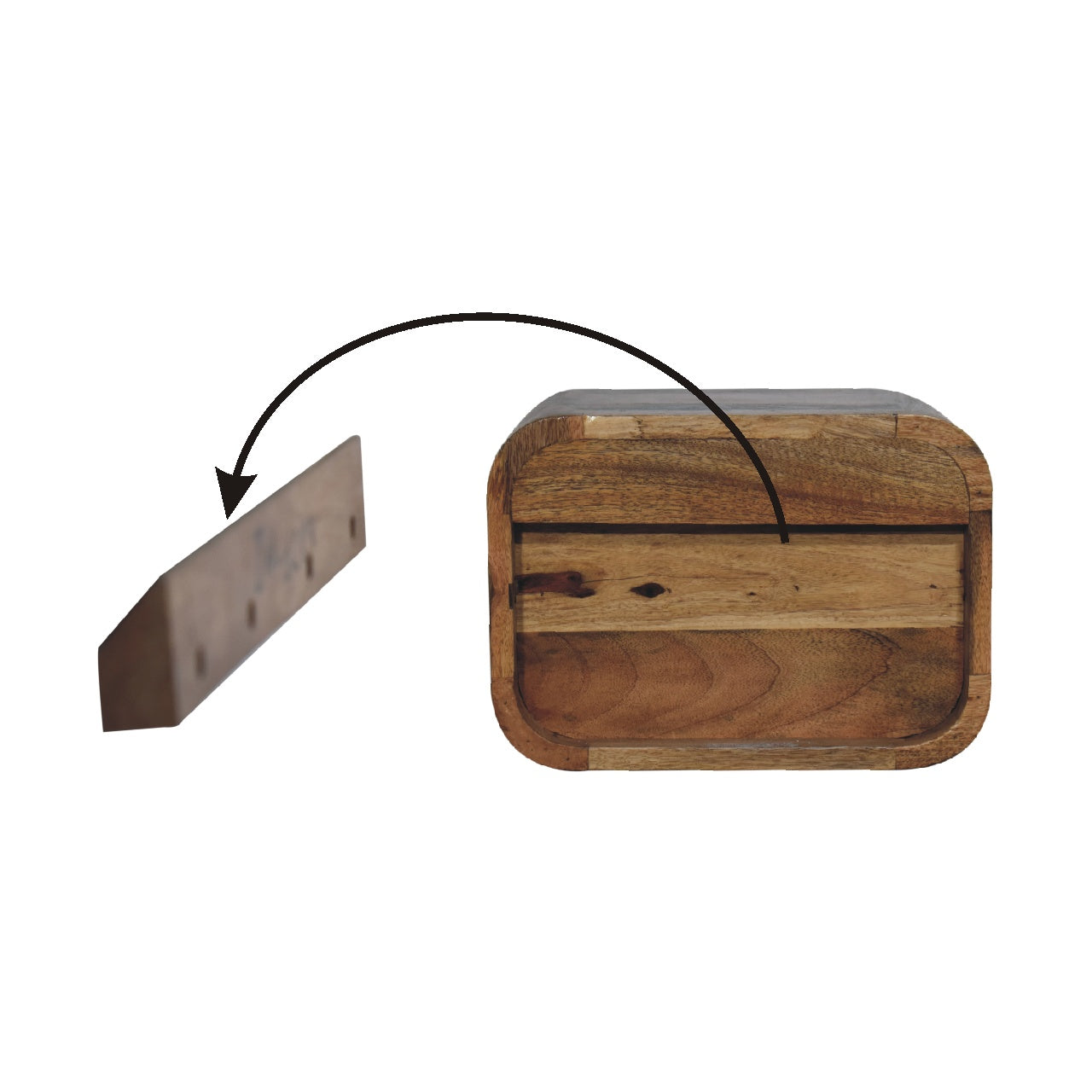 Oak-ish Floating Open Curve Nightstand