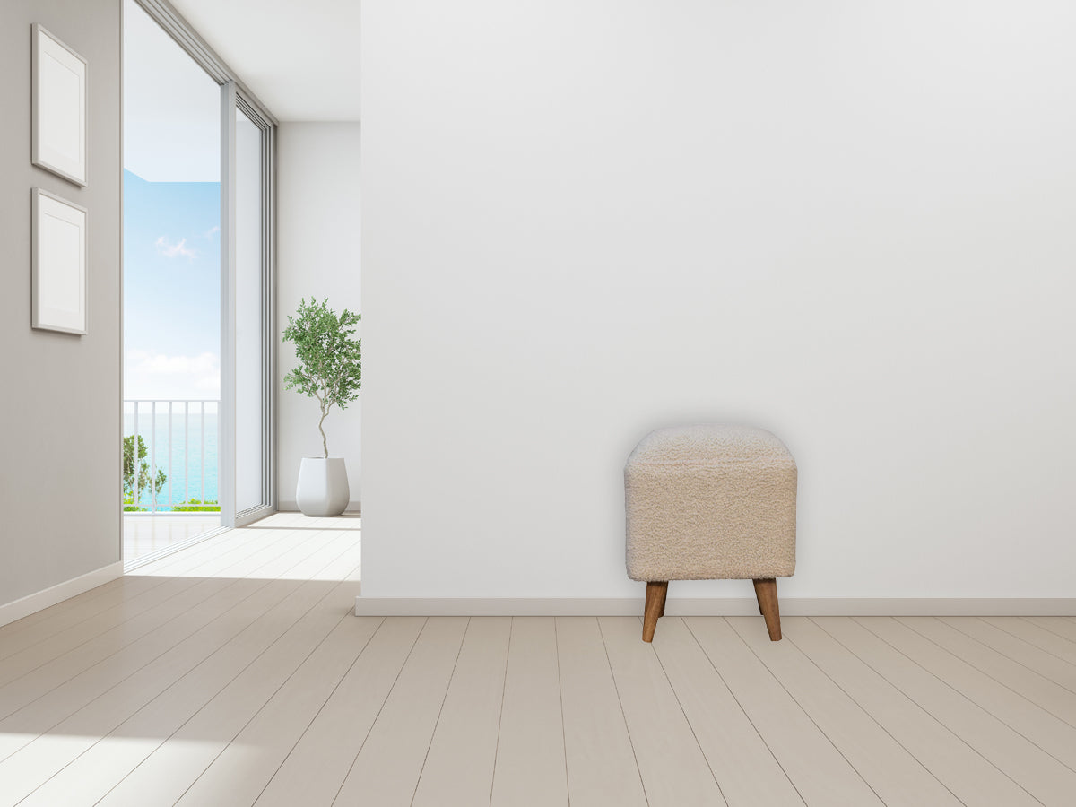 Cream Boucle Squoval Bench