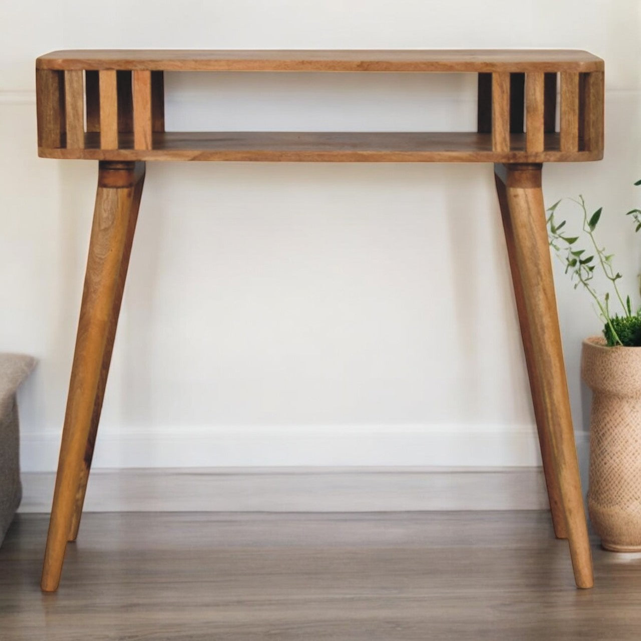 Slatted Oak-ish Console