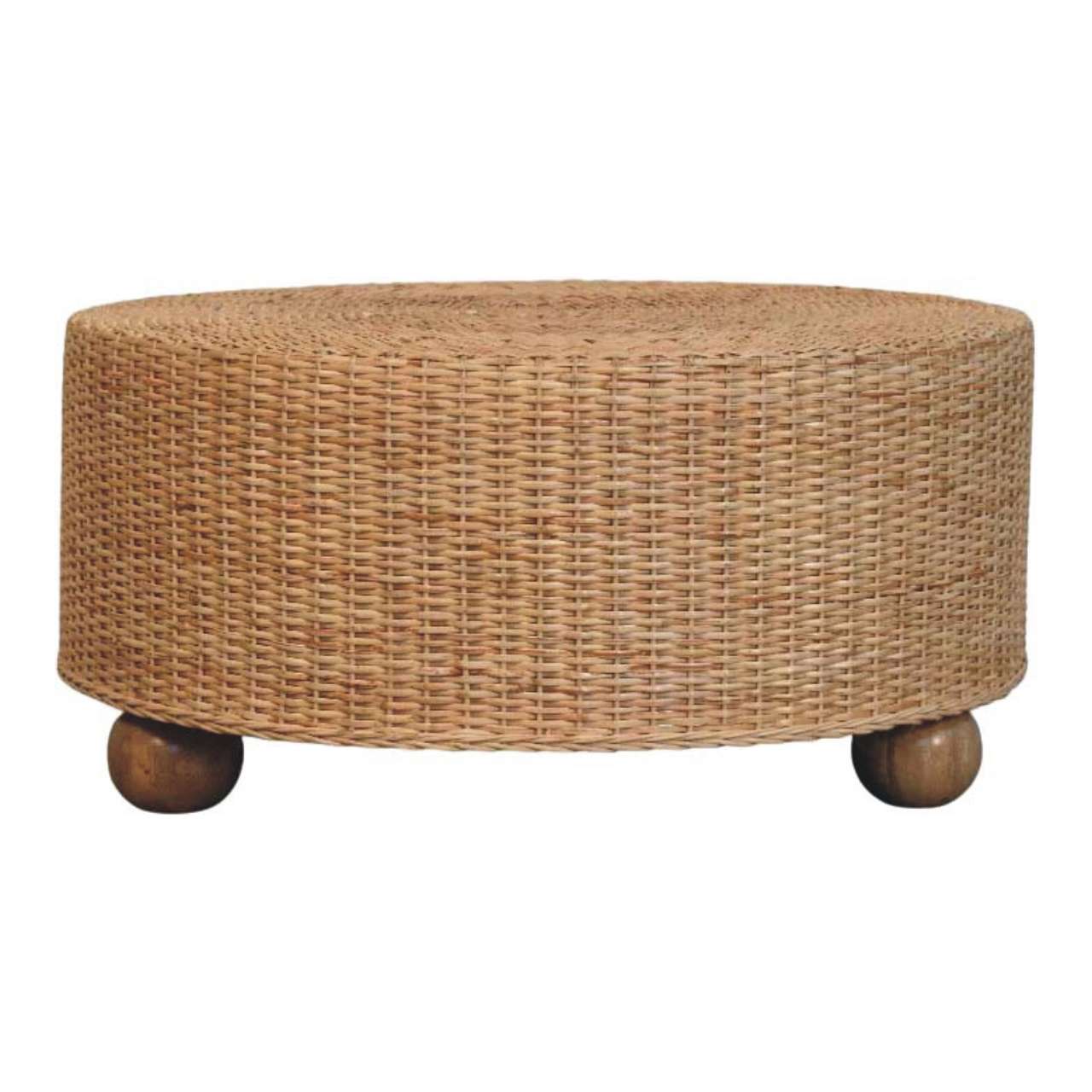 Regency Round Woven Coffee Table with Ball Feet