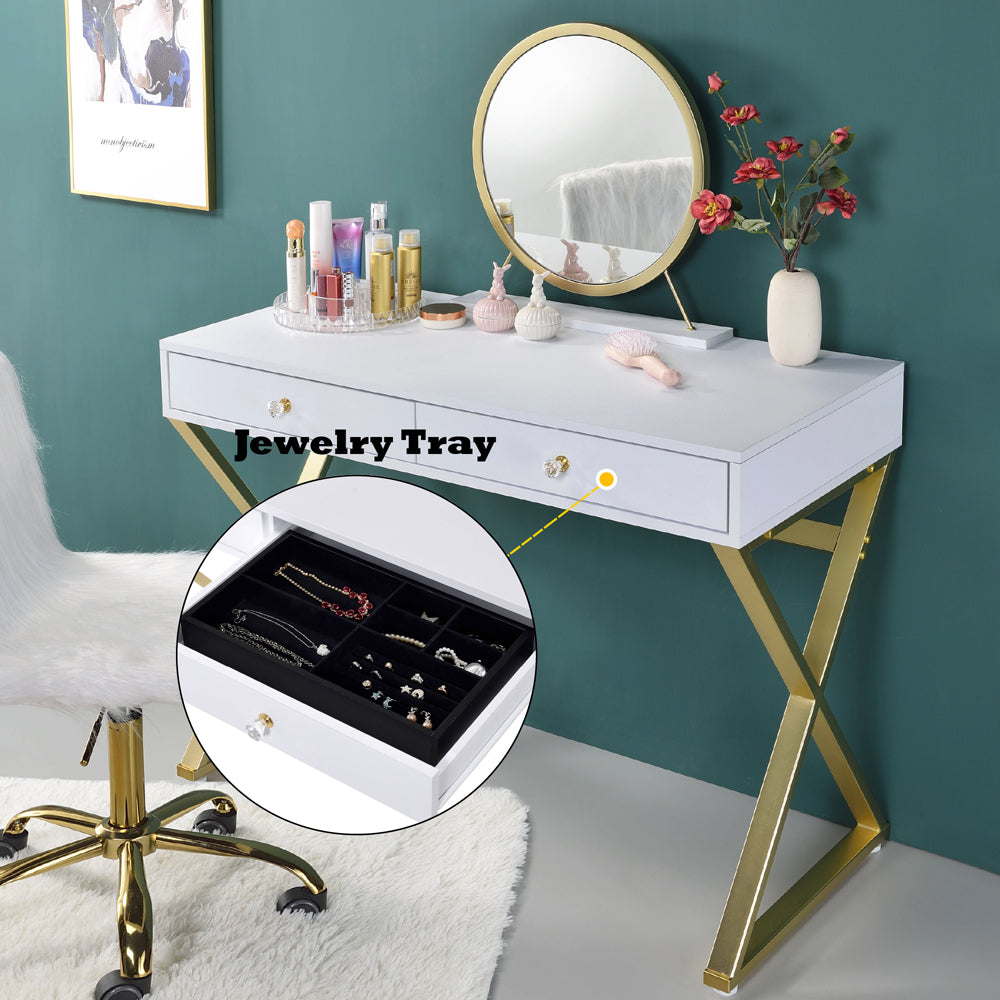 Coleen Vanity Desk W/Mirror & Jewelry Tray