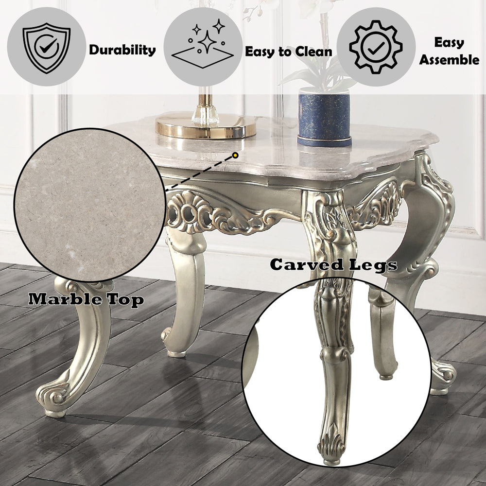 Miliani End Table W/Marble Top