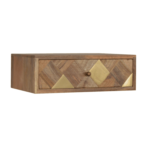 Wall Mounted Brass Inlay Nightstand