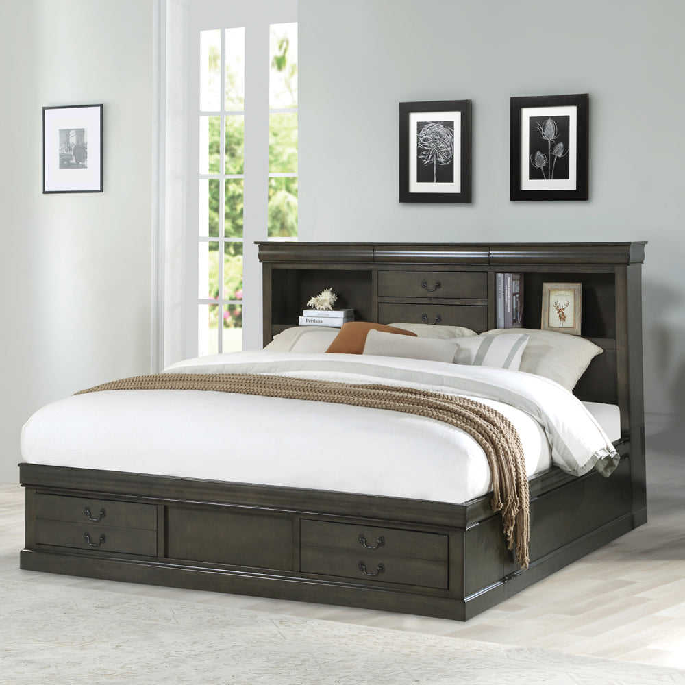 Louis Philippe III Queen Bed W/Storage