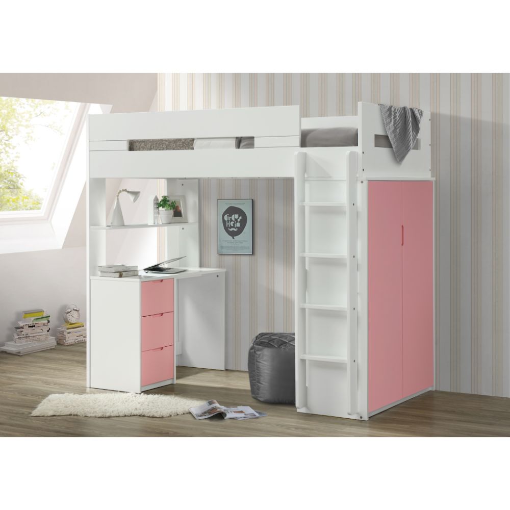 Nerice Twin Loft Bed W/Desk & Wardrobe