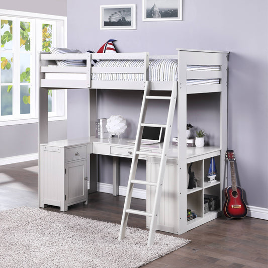 Ambar Twin Loft Bed W/Desk & Bookcase & Chest