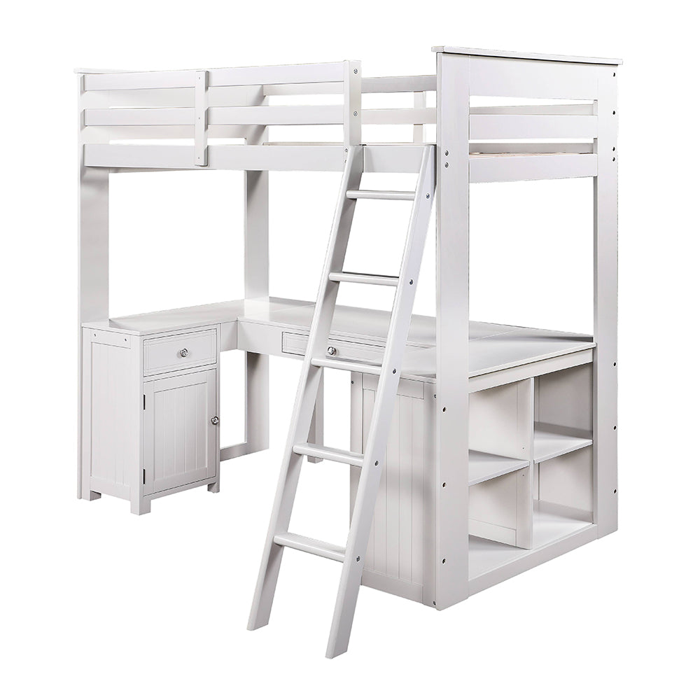 Ambar Twin Loft Bed W/Desk & Bookcase & Chest