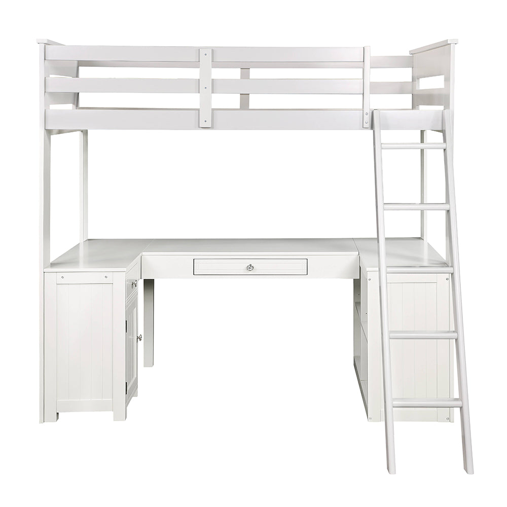 Ambar Twin Loft Bed W/Desk & Bookcase & Chest