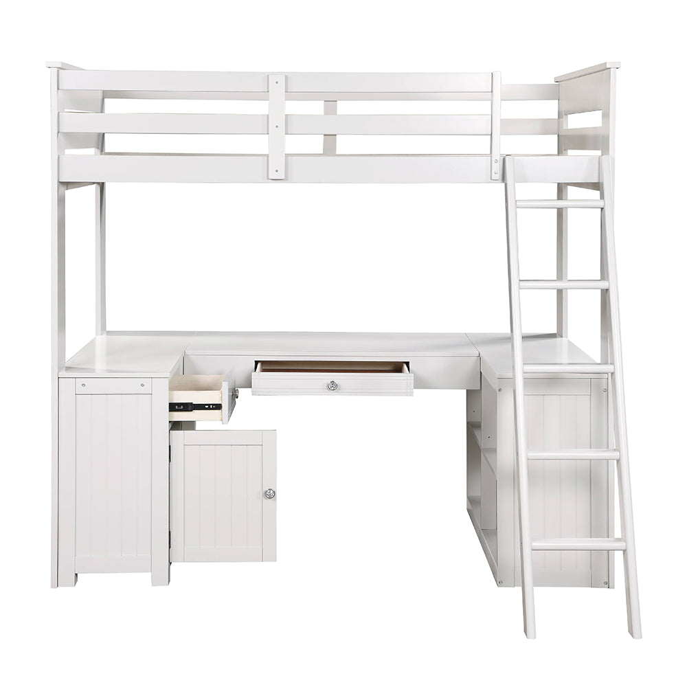 Ambar Twin Loft Bed W/Desk & Bookcase & Chest