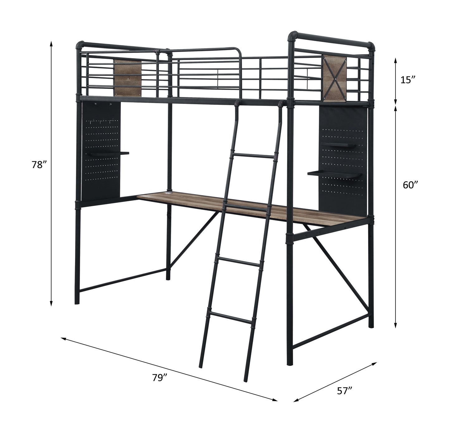 Cordelia Twin Loft Bed W/Desk
