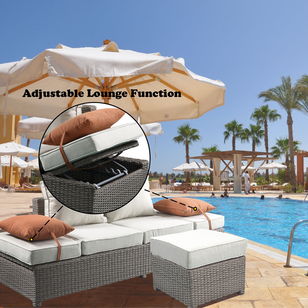 Salena Patio Sofa W/2 Pillows & Ottoman