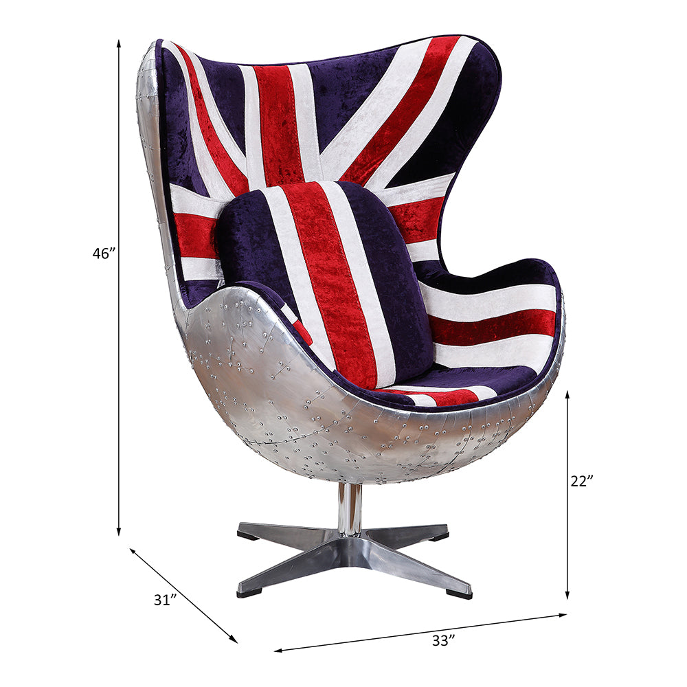 Brancaster British Flag Accent Chair W/Swivel