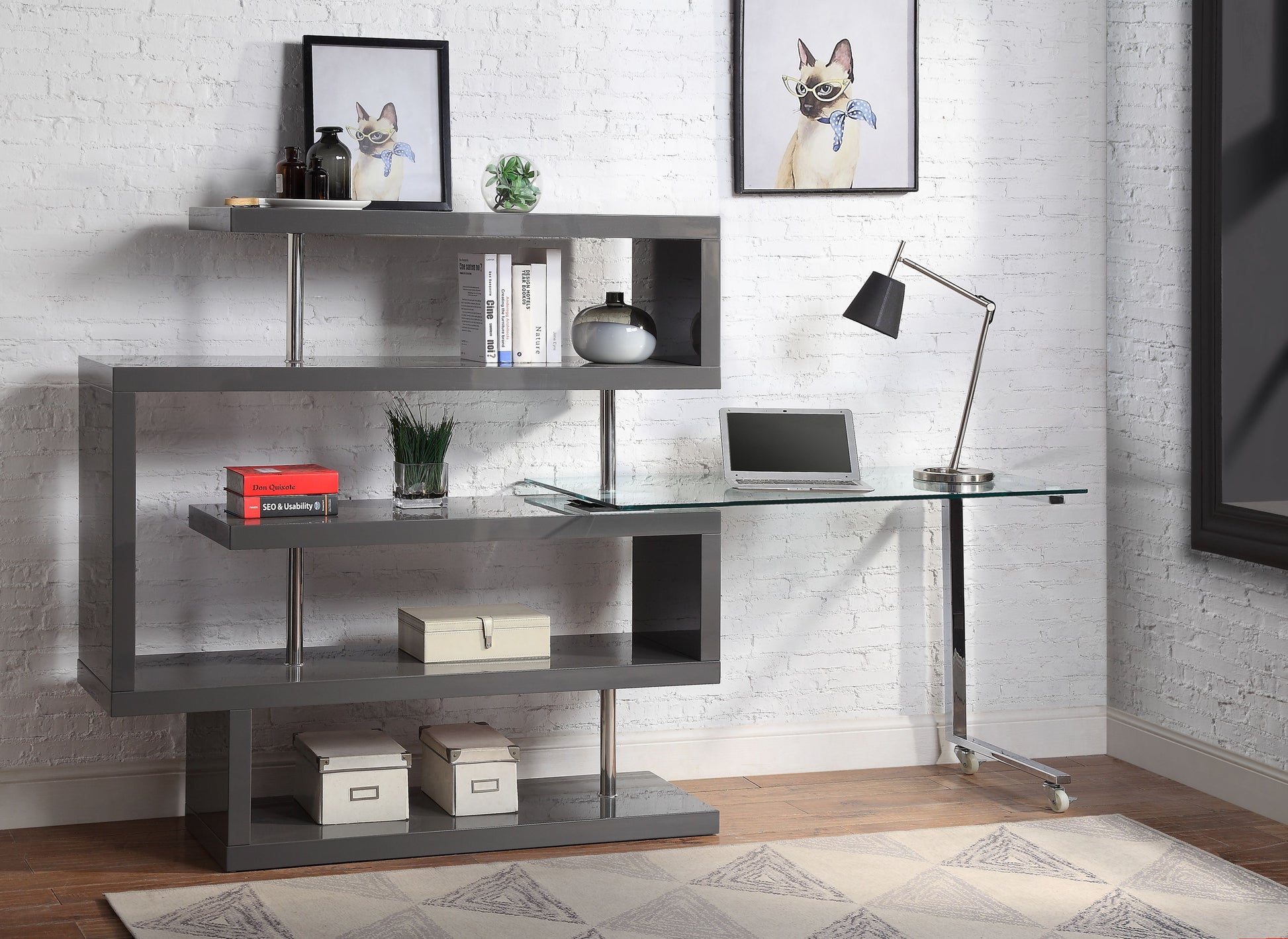 Buck II Writing Desk W/Bookshelf