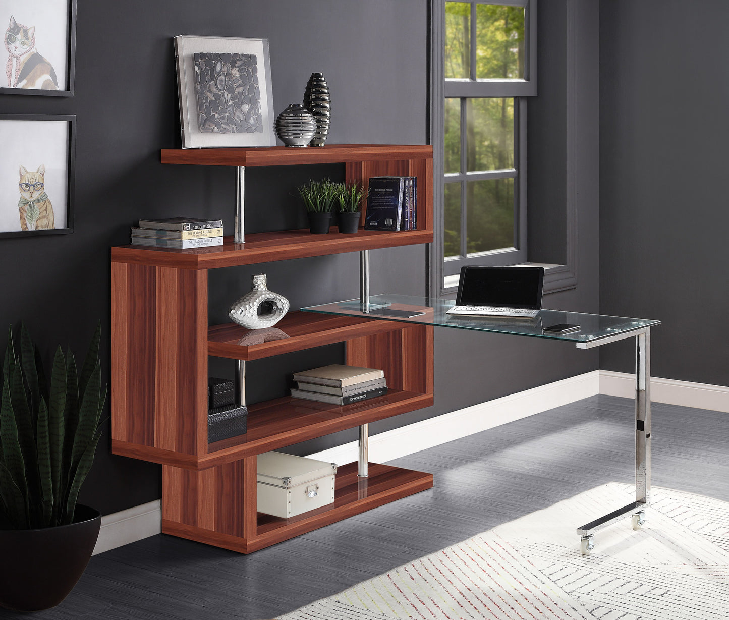 Buck II Writing Desk W/Bookshelf
