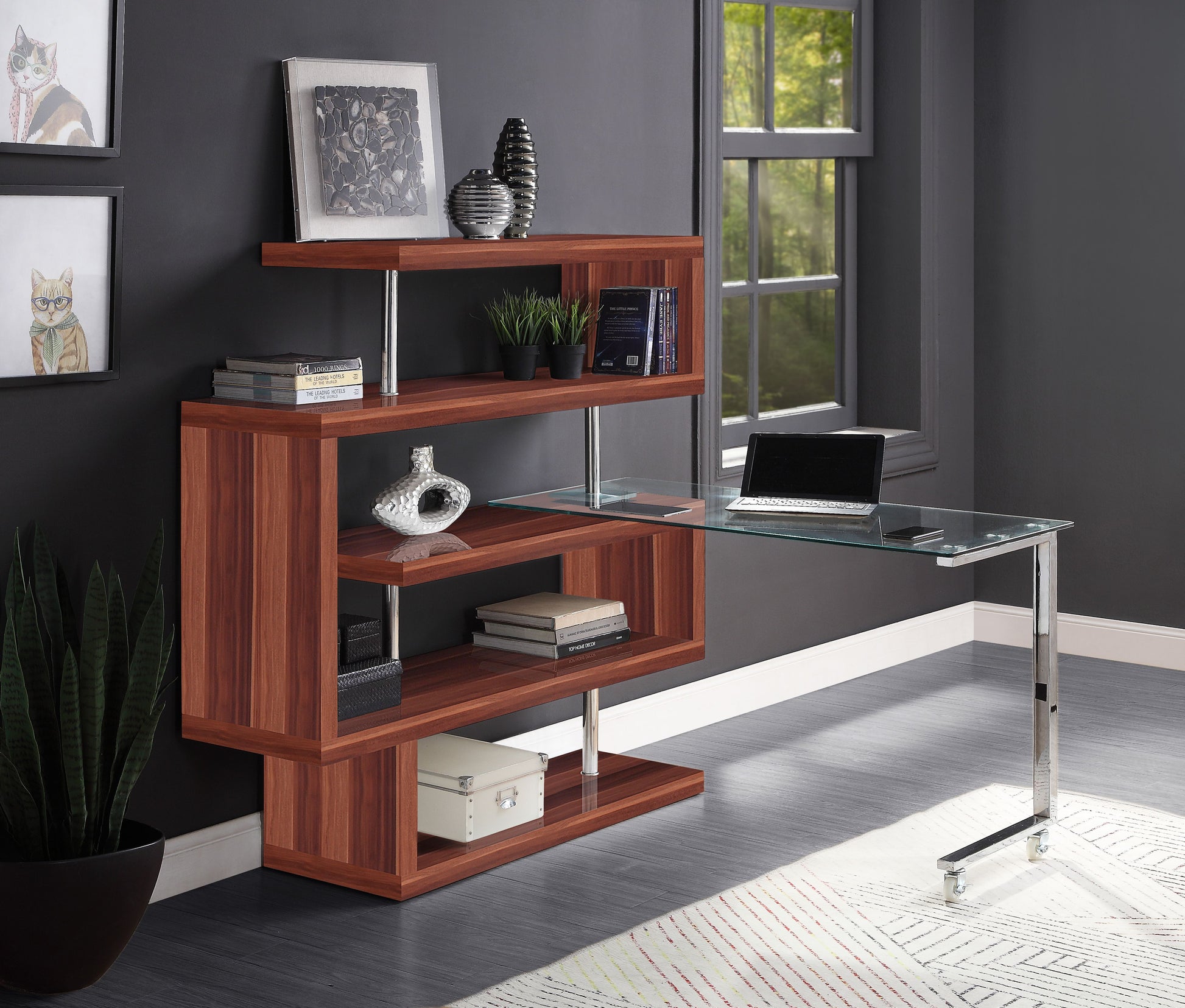 Buck II Writing Desk W/Bookshelf