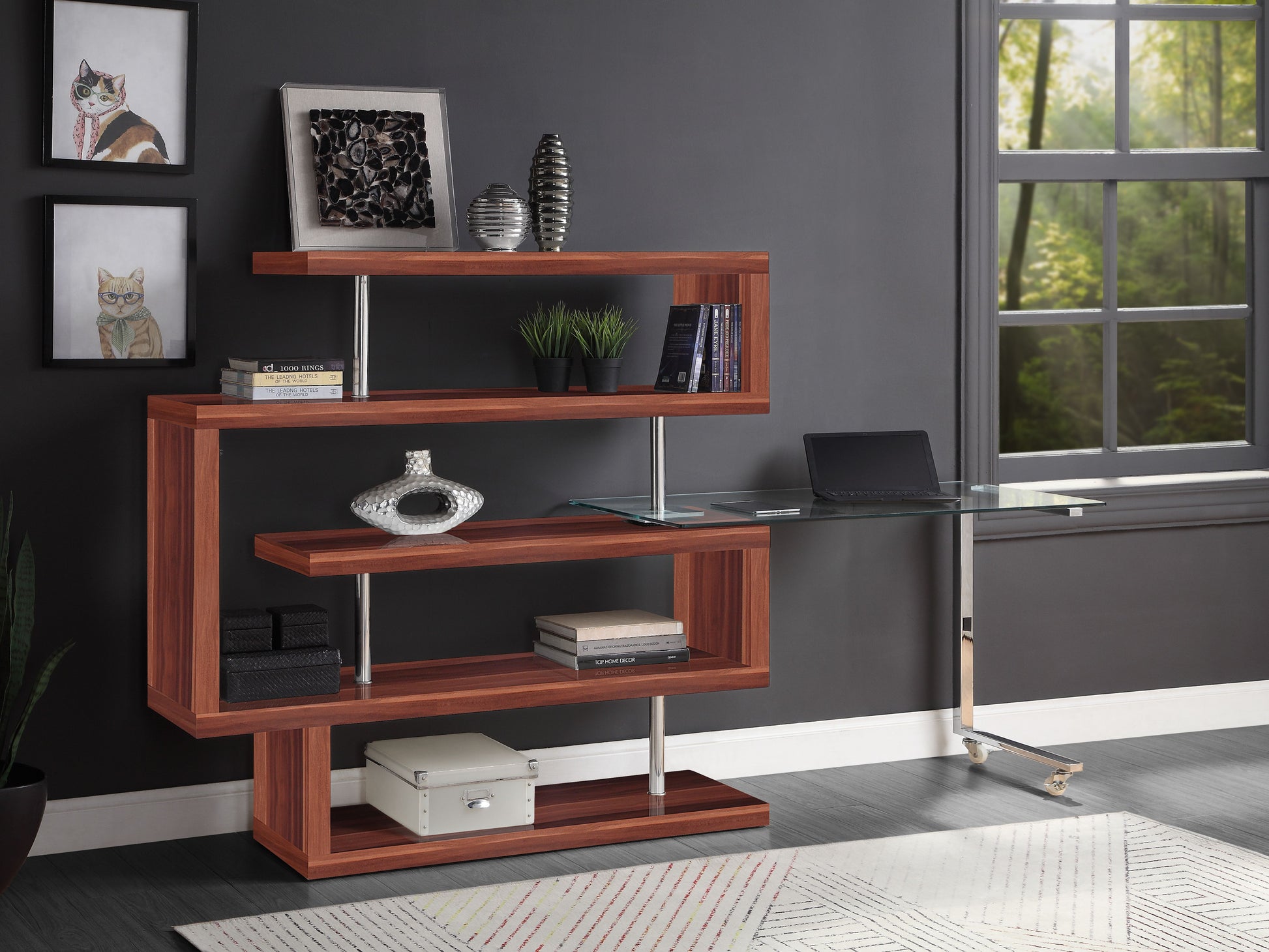 Buck II Writing Desk W/Bookshelf
