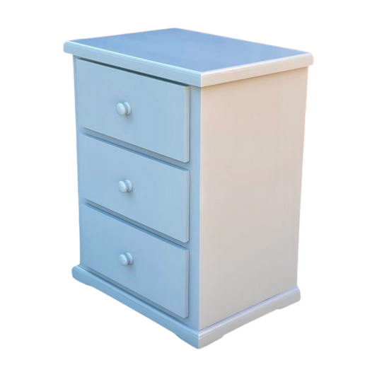 Solid Wood Gray 3 Drawer Nightstand