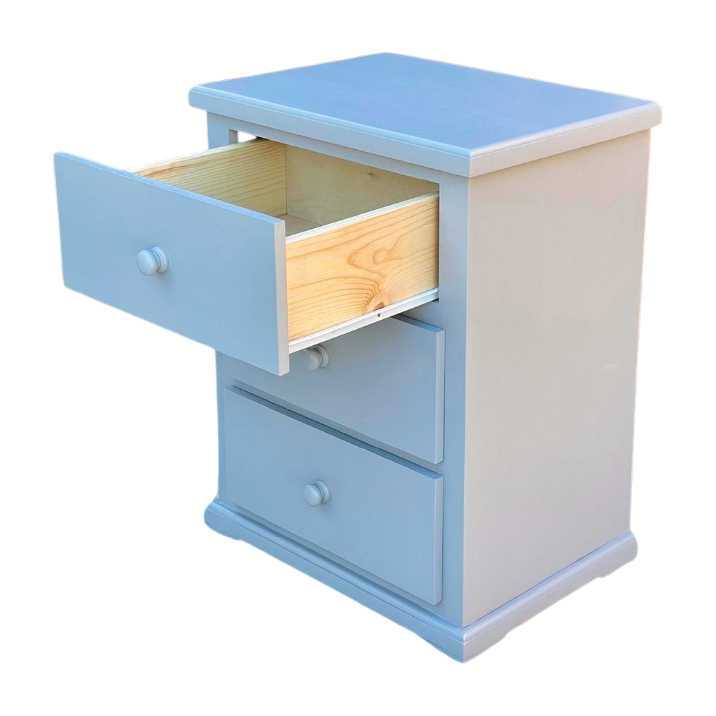 Solid Wood Gray 3 Drawer Nightstand