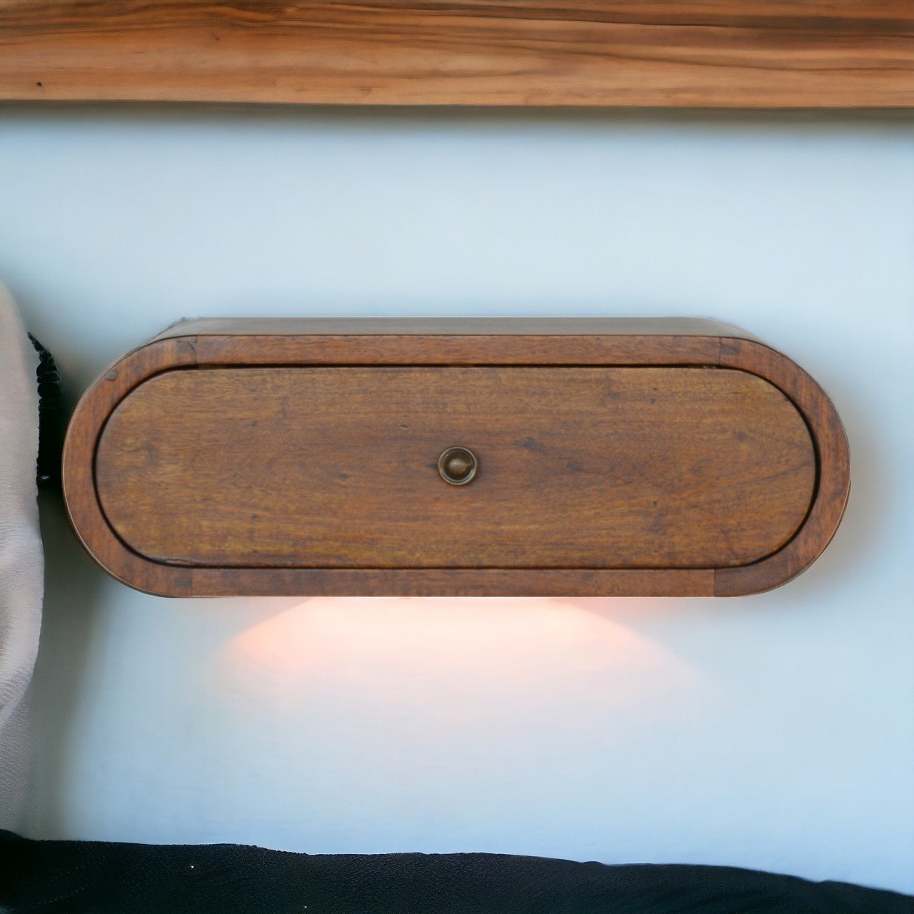 Wall Mounted Round Chestnut nightstand