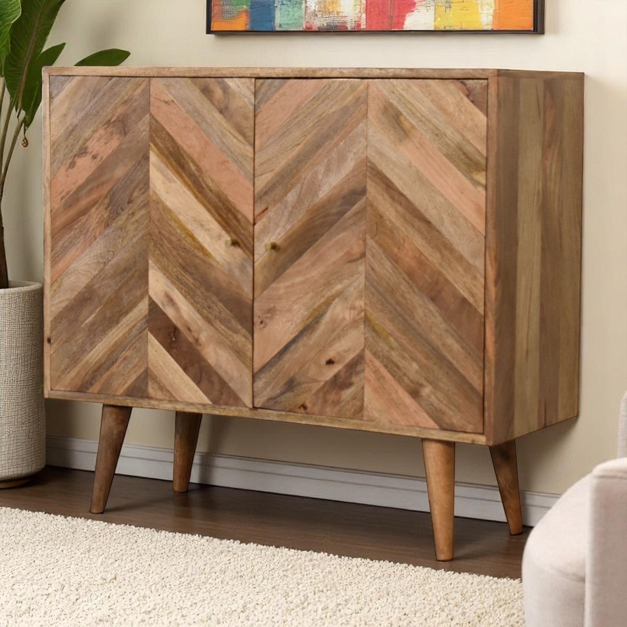 Oak-ish Floating Open Curve Nightstand