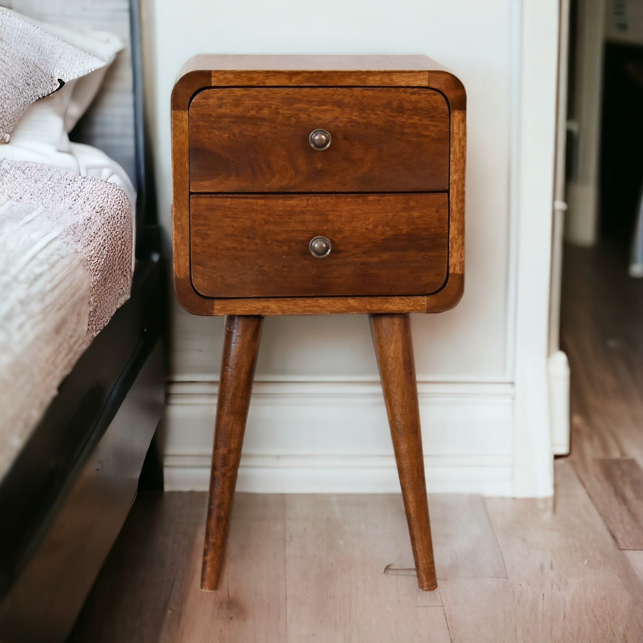 Mini Chestnut Curved nightstand