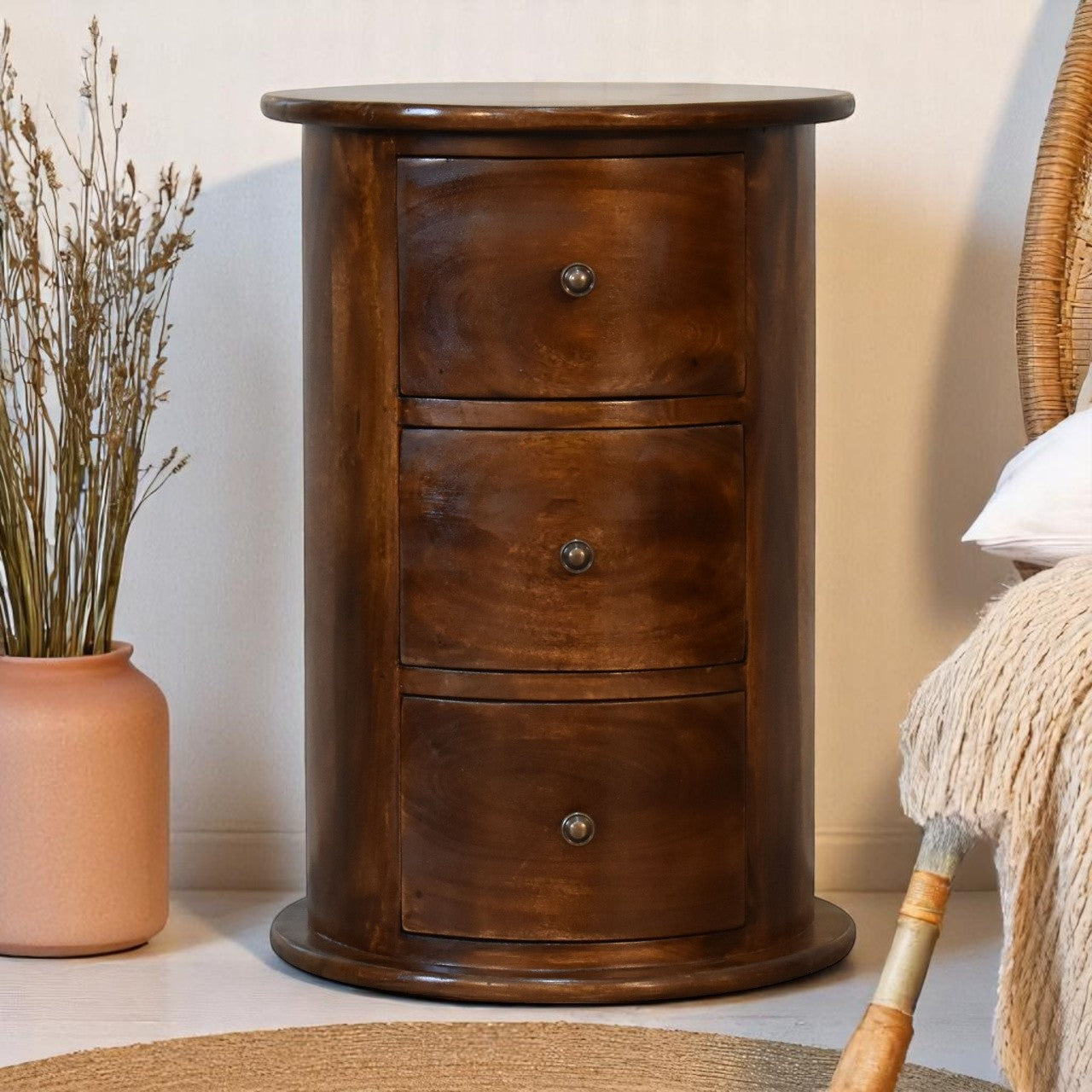Curved Chestnut nightstand