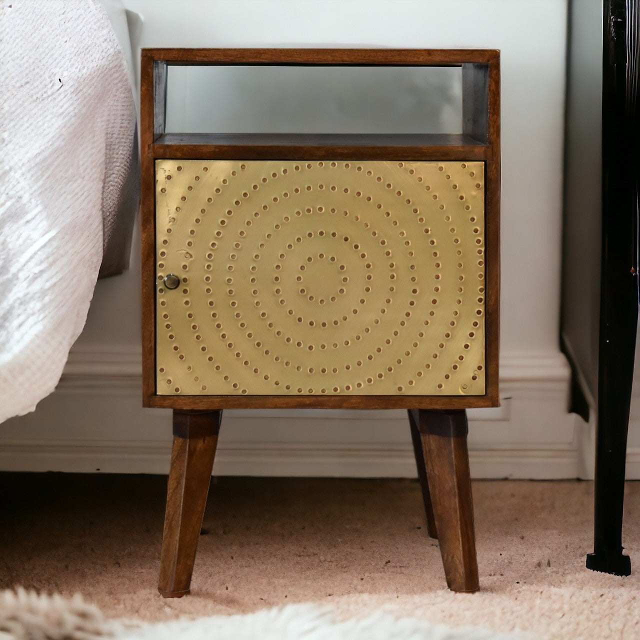 Curved Chestnut nightstand