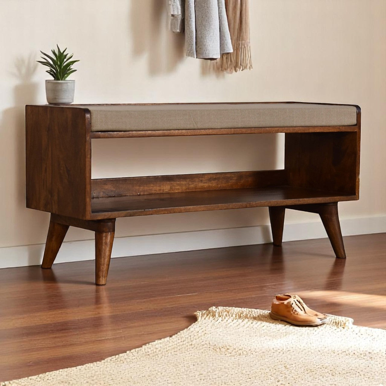 Curved Chestnut nightstand