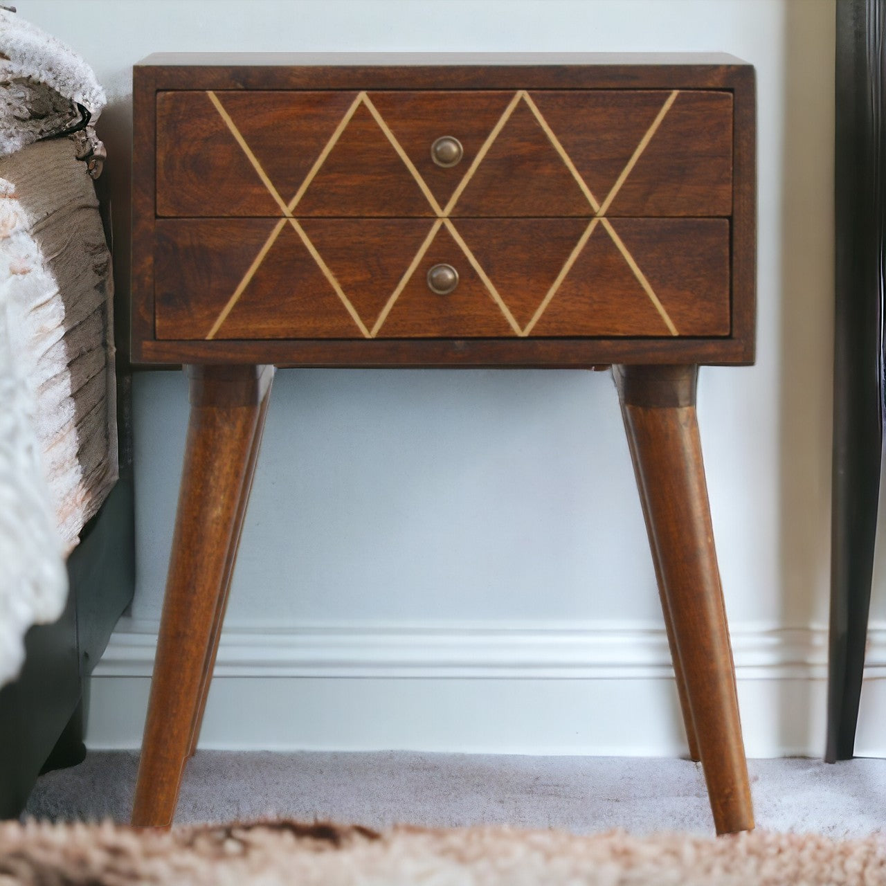 Geo Brass Inlay Nightstand