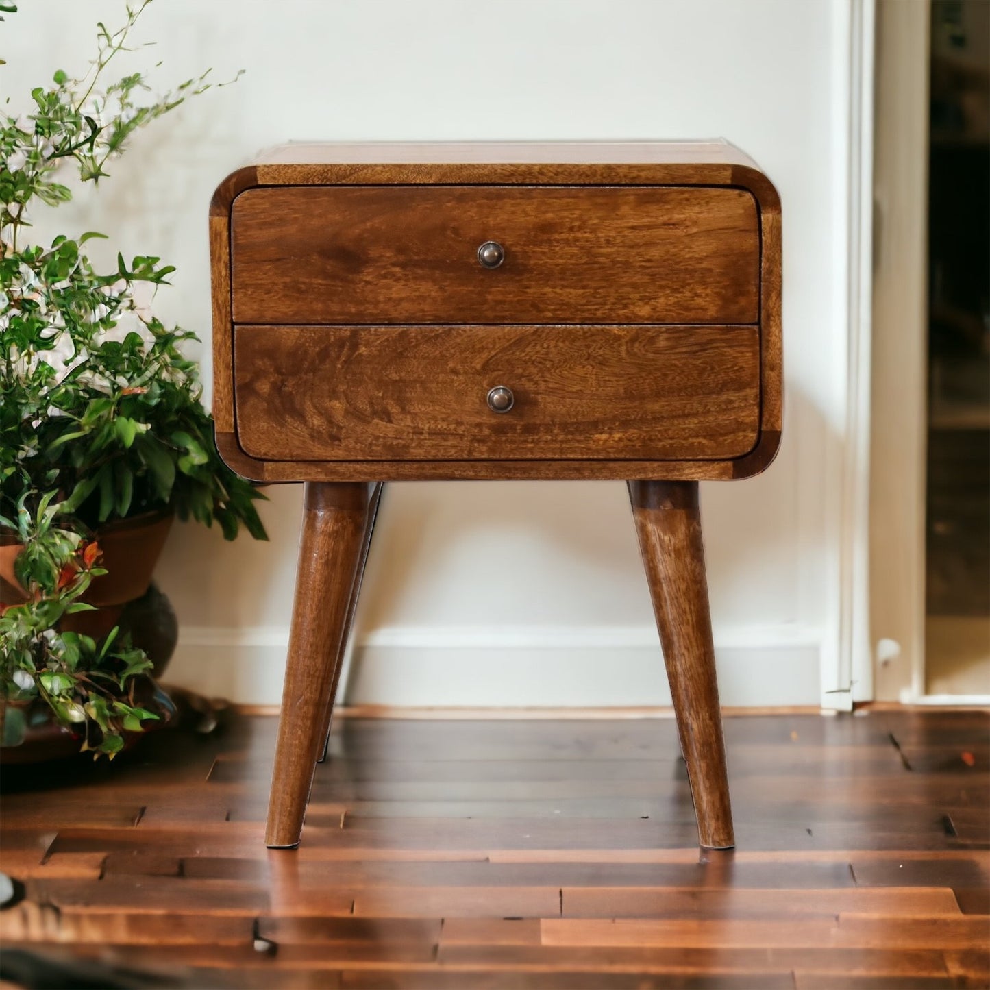 Curved Chestnut nightstand