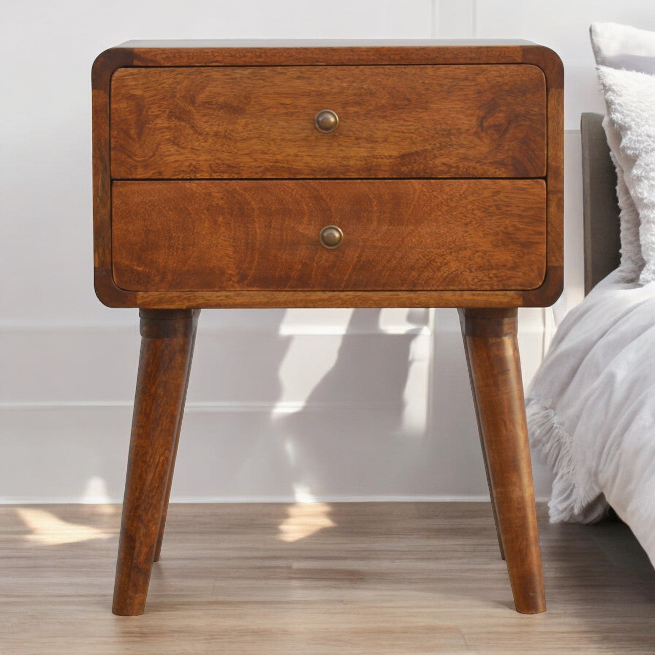 Curved Chestnut nightstand