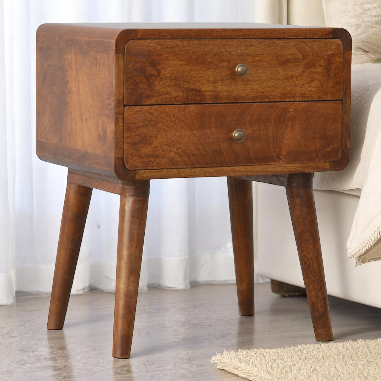 Curved Chestnut nightstand
