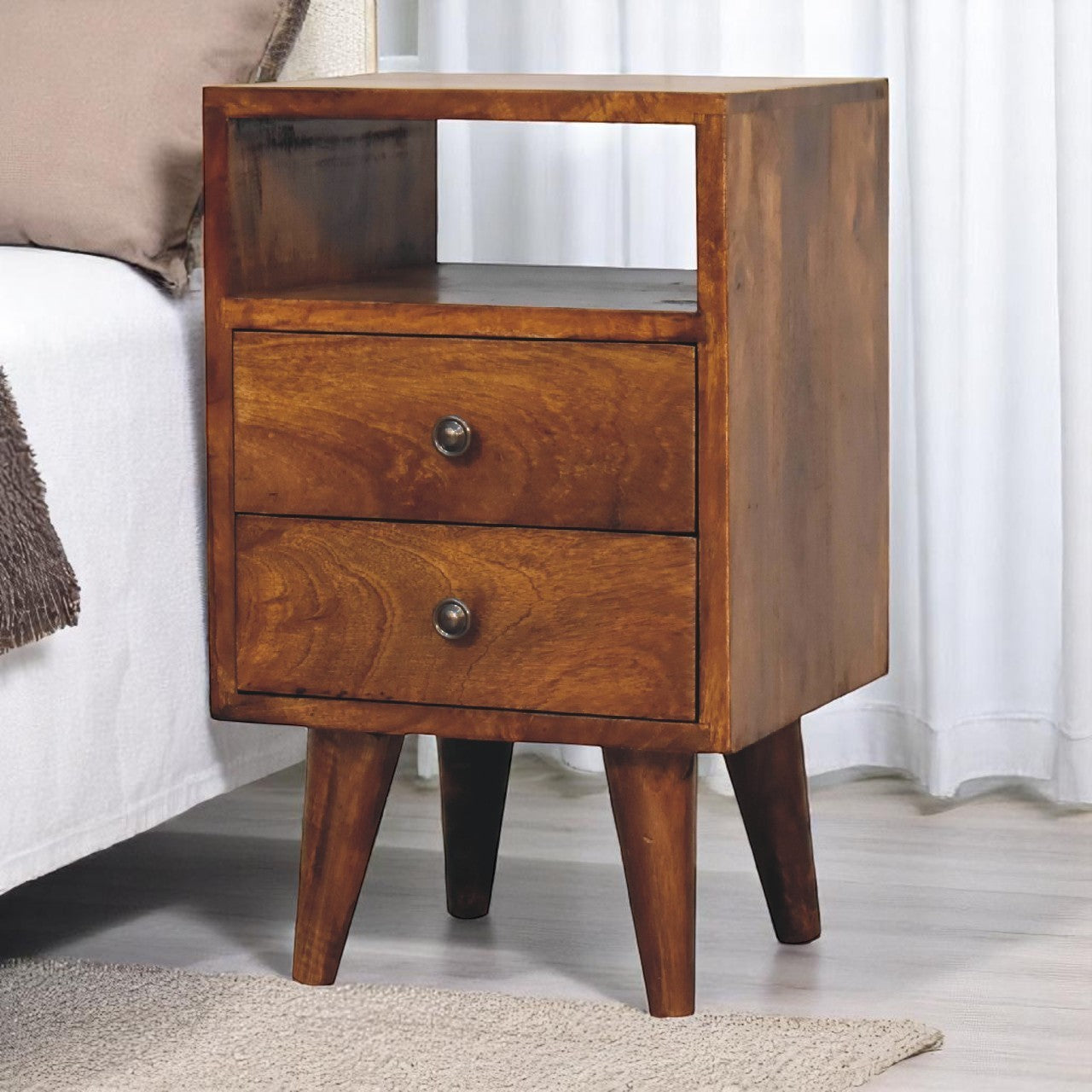 Curved Chestnut nightstand