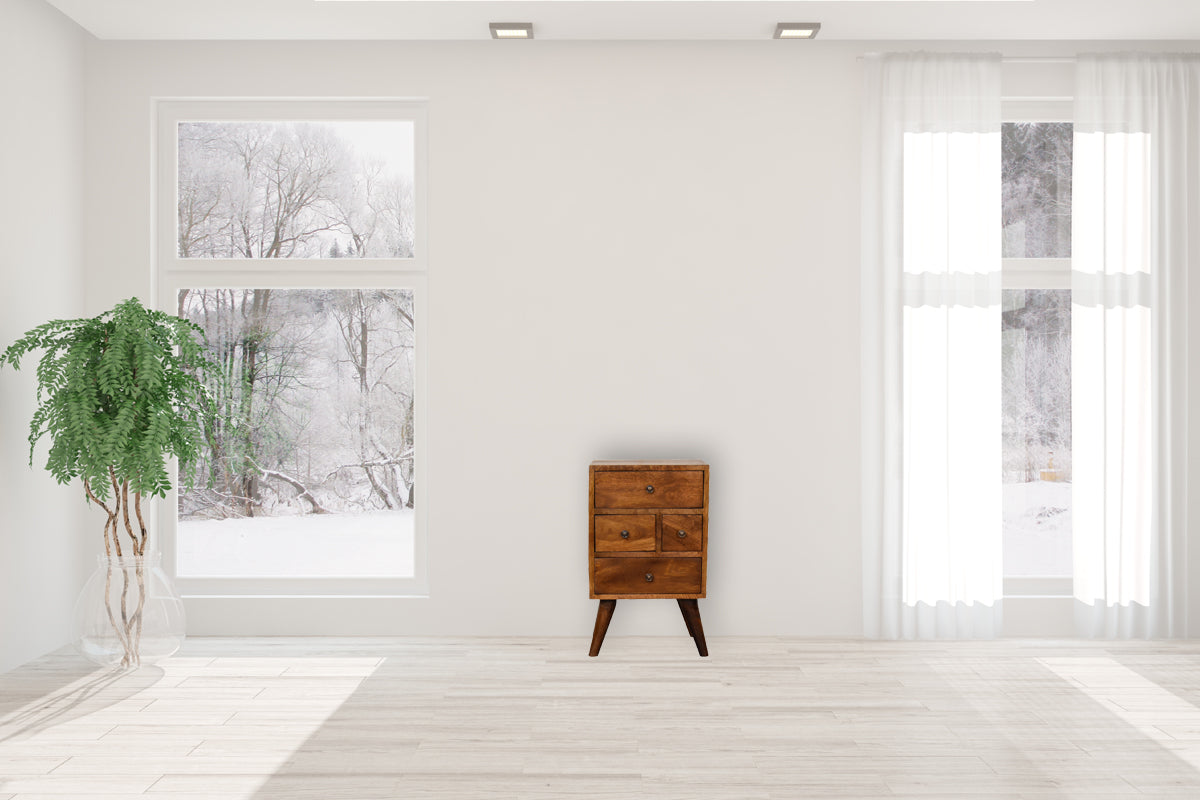 4 Drawer Multi Chestnut nightstand