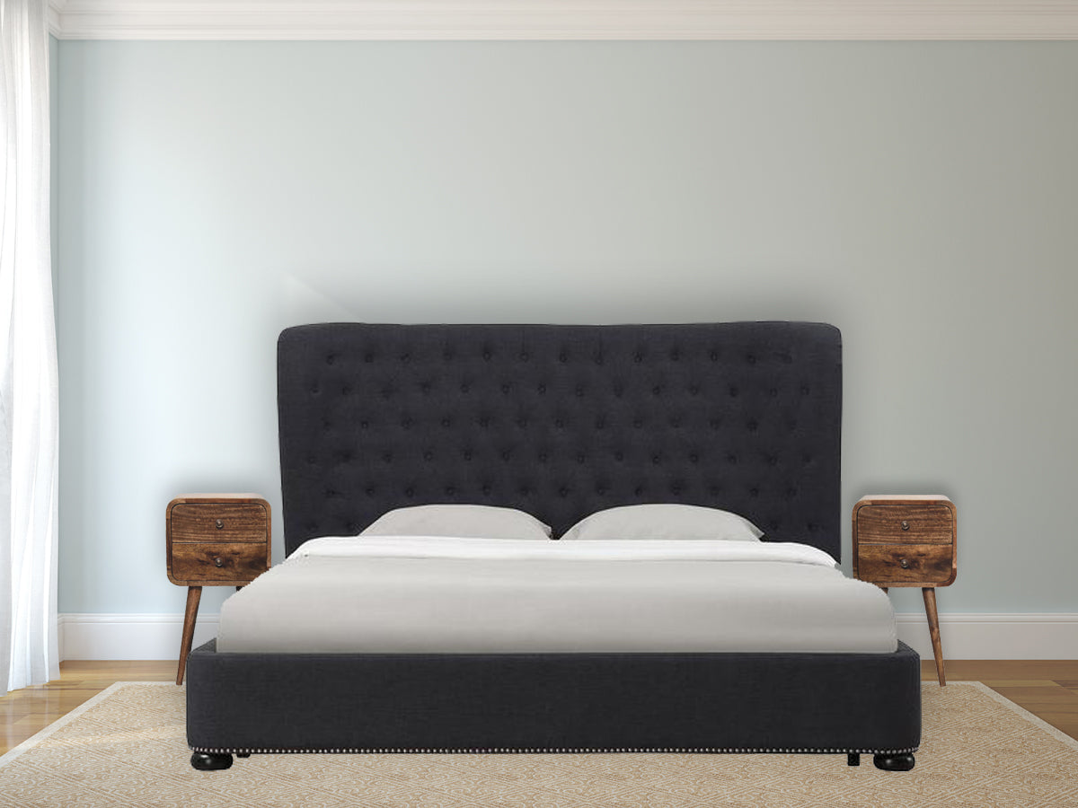 Mini Curved Grey Washed nightstand