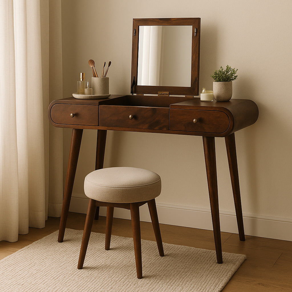 Curved Chestnut nightstand