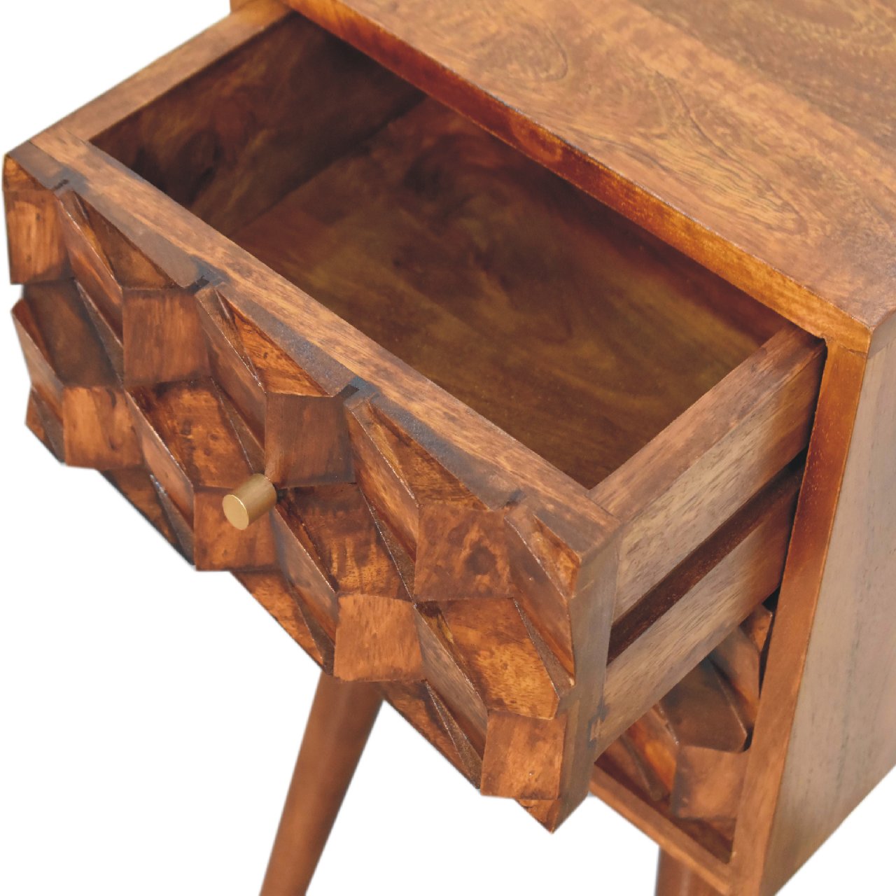 Mini Chestnut Cube 2 Drawer nightstand