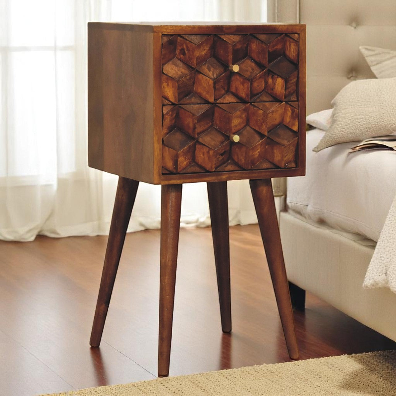 Curved Chestnut nightstand