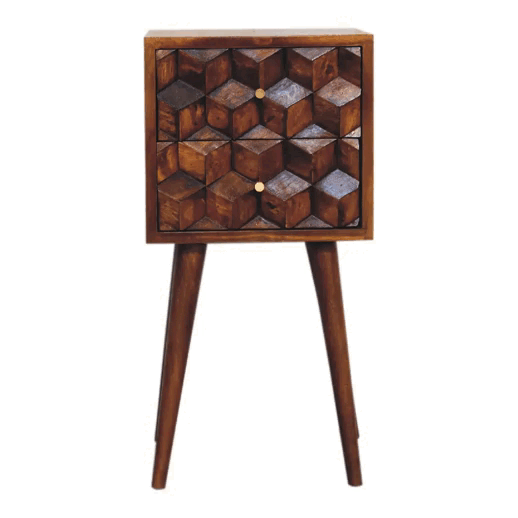 Mini Chestnut Cube 2 Drawer nightstand
