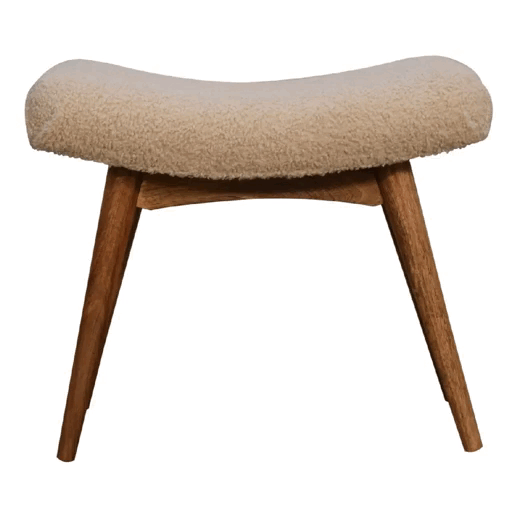 Boucle Cream Square Footstool