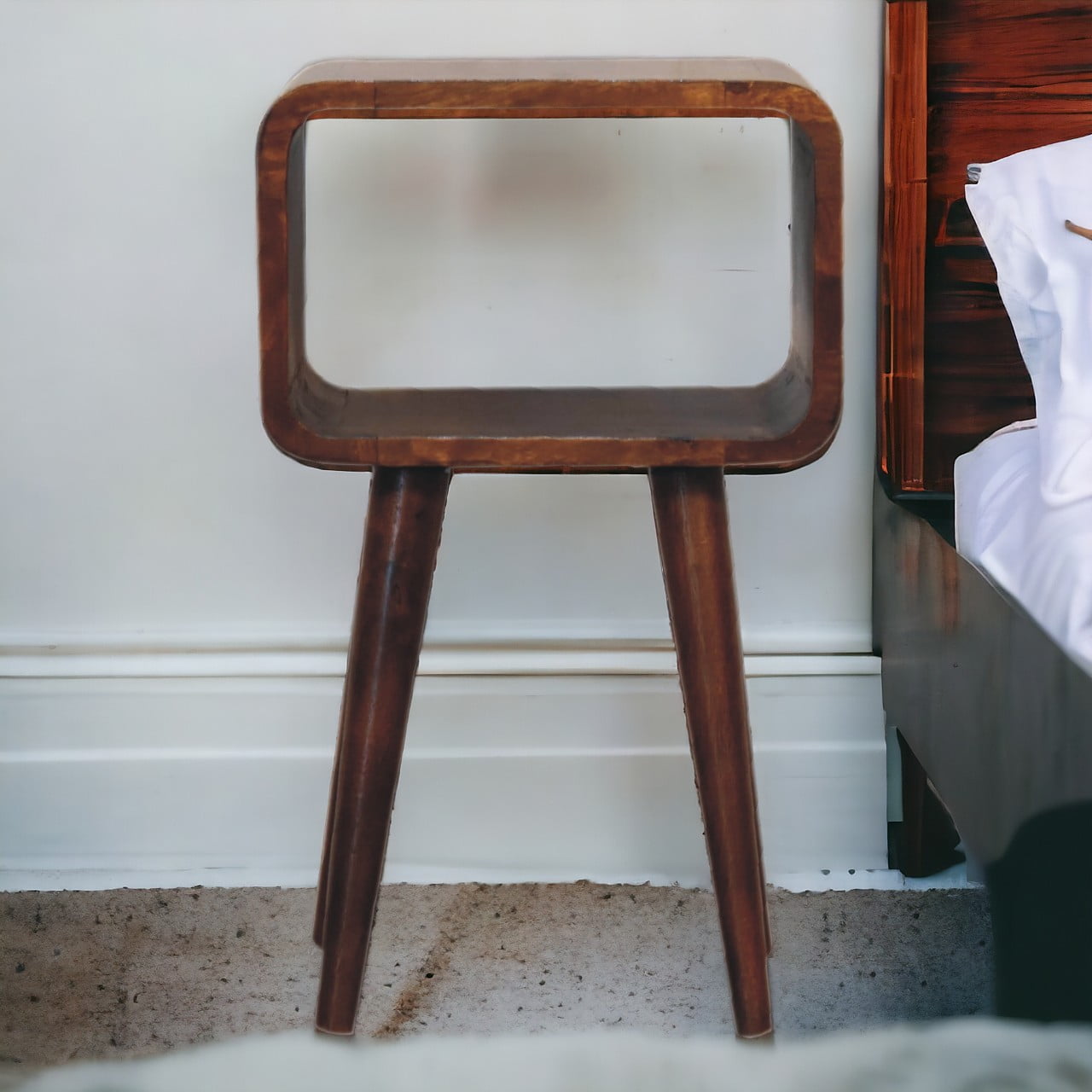 Mini Chestnut Curved Open nightstand