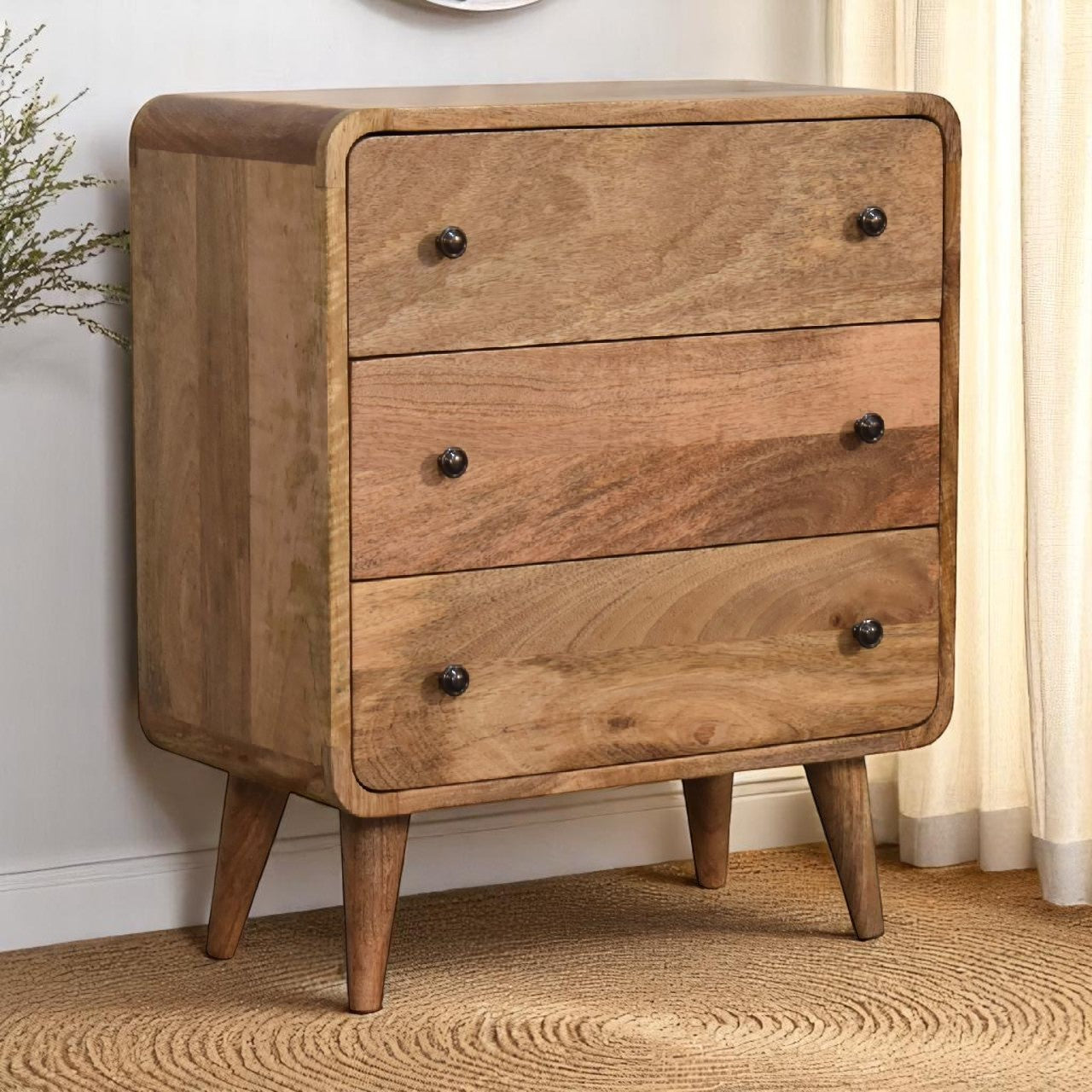 Curved Chestnut nightstand