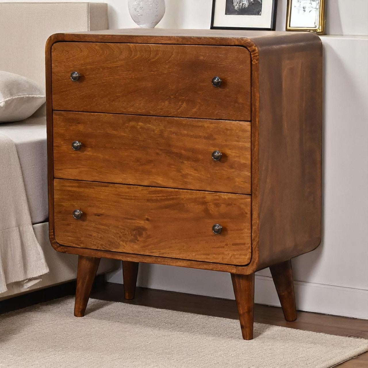 Curved Chestnut nightstand