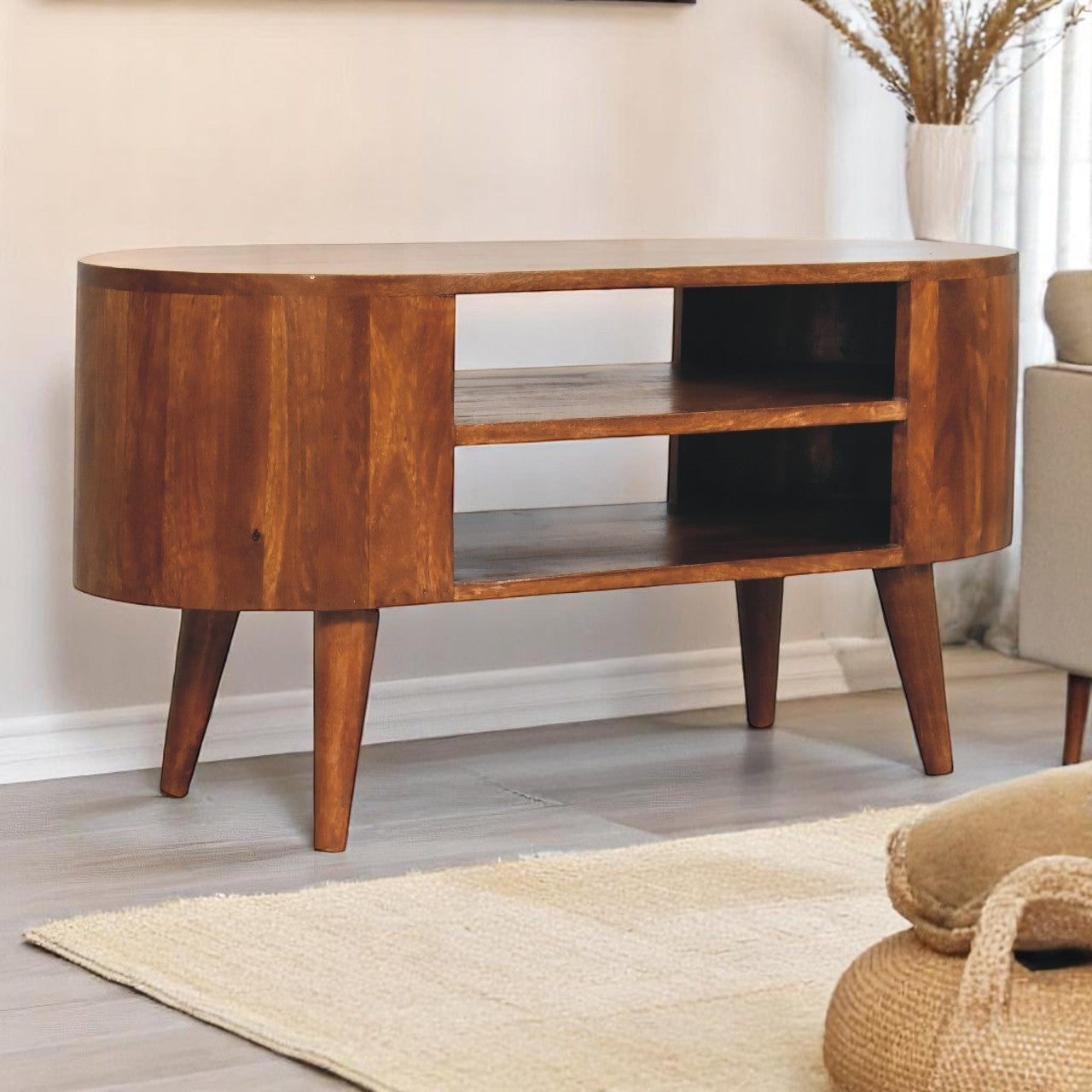 Curved Chestnut nightstand