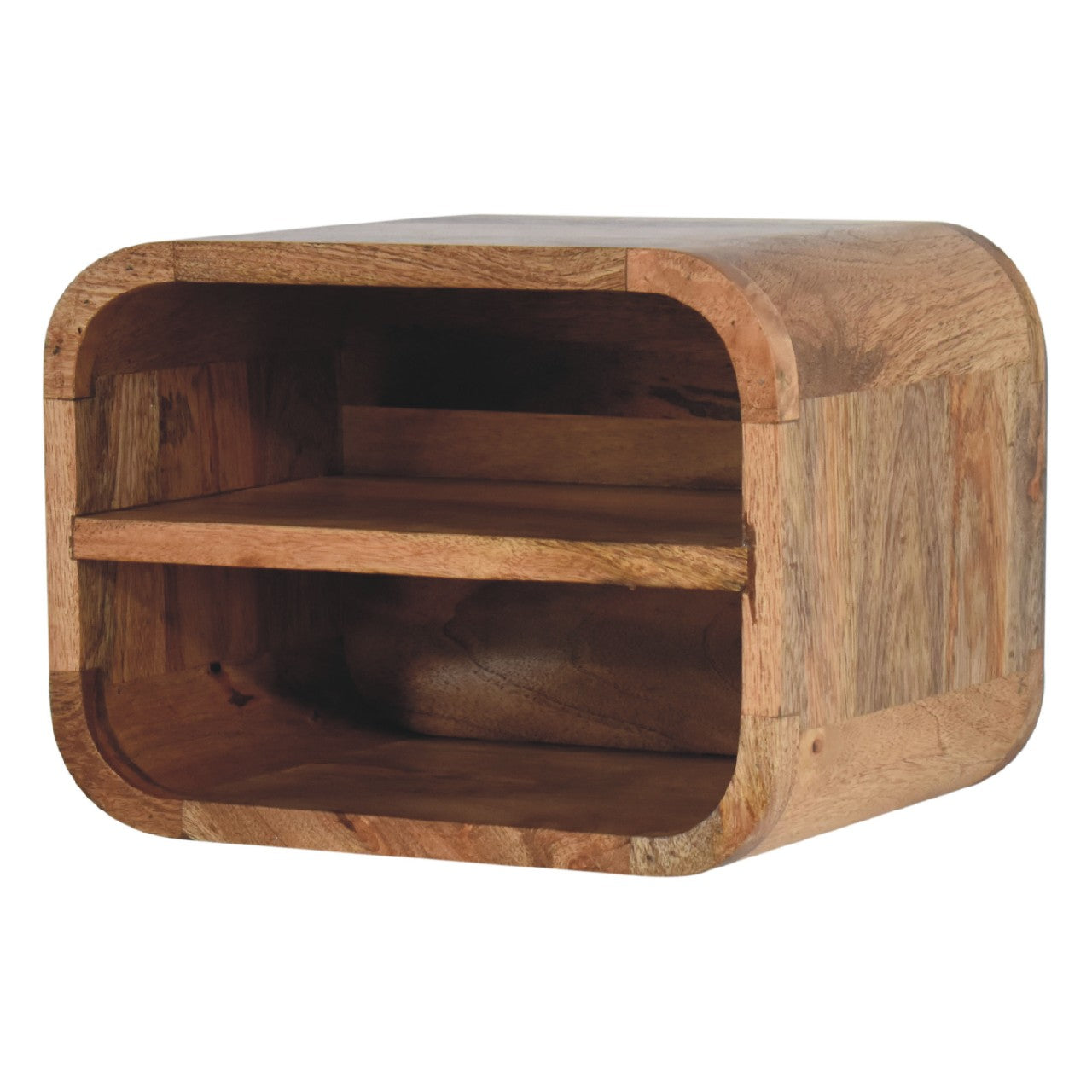 Oak-ish Floating Open Curve Nightstand