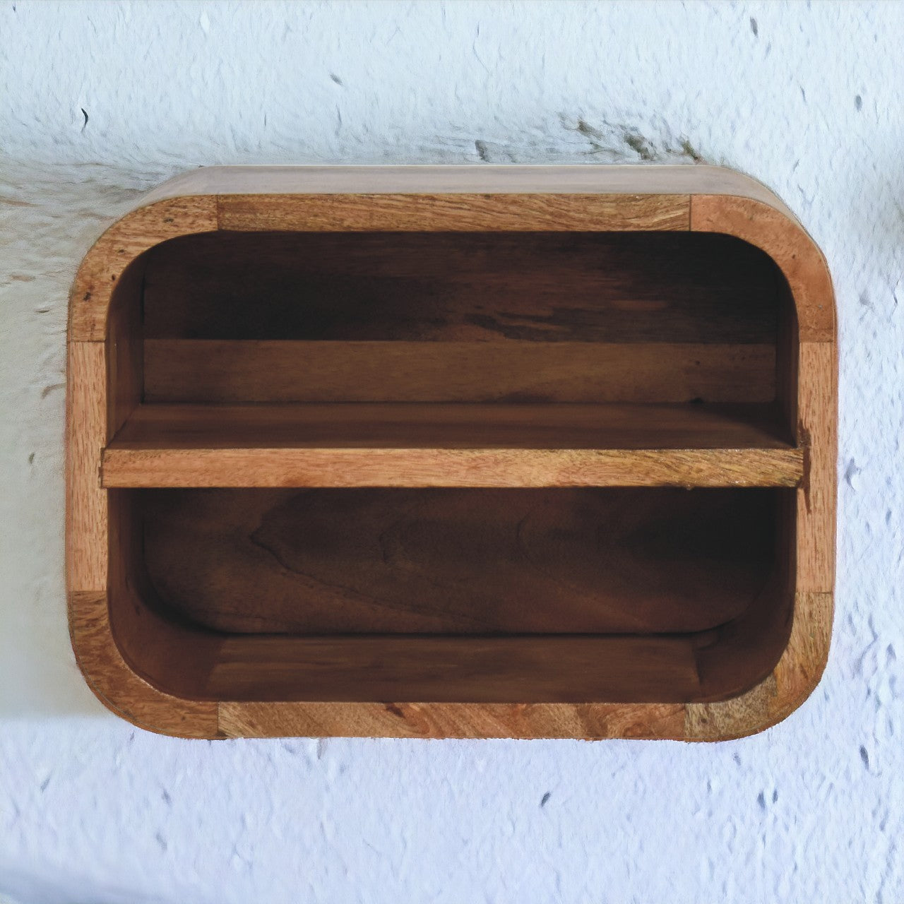 Oak-ish Floating Open Curve Nightstand