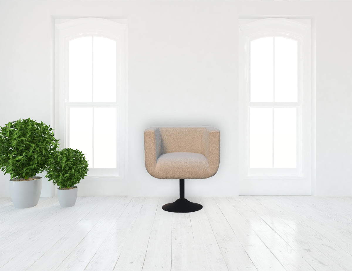 Cream Boucle Swivel Chair
