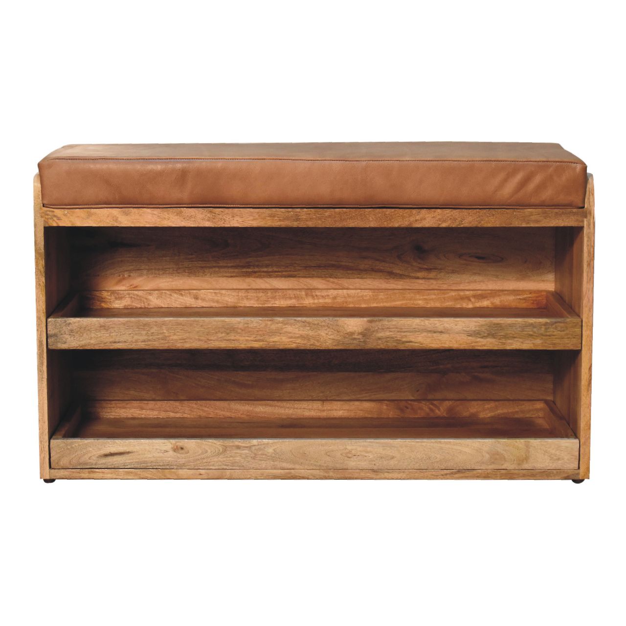 Buffalo Hide Oak-ish Shoe Storage Bench
